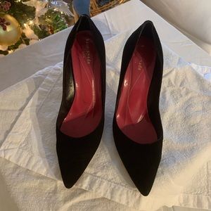 Kate Spade Black Suede Pumps with Tortoise Heels